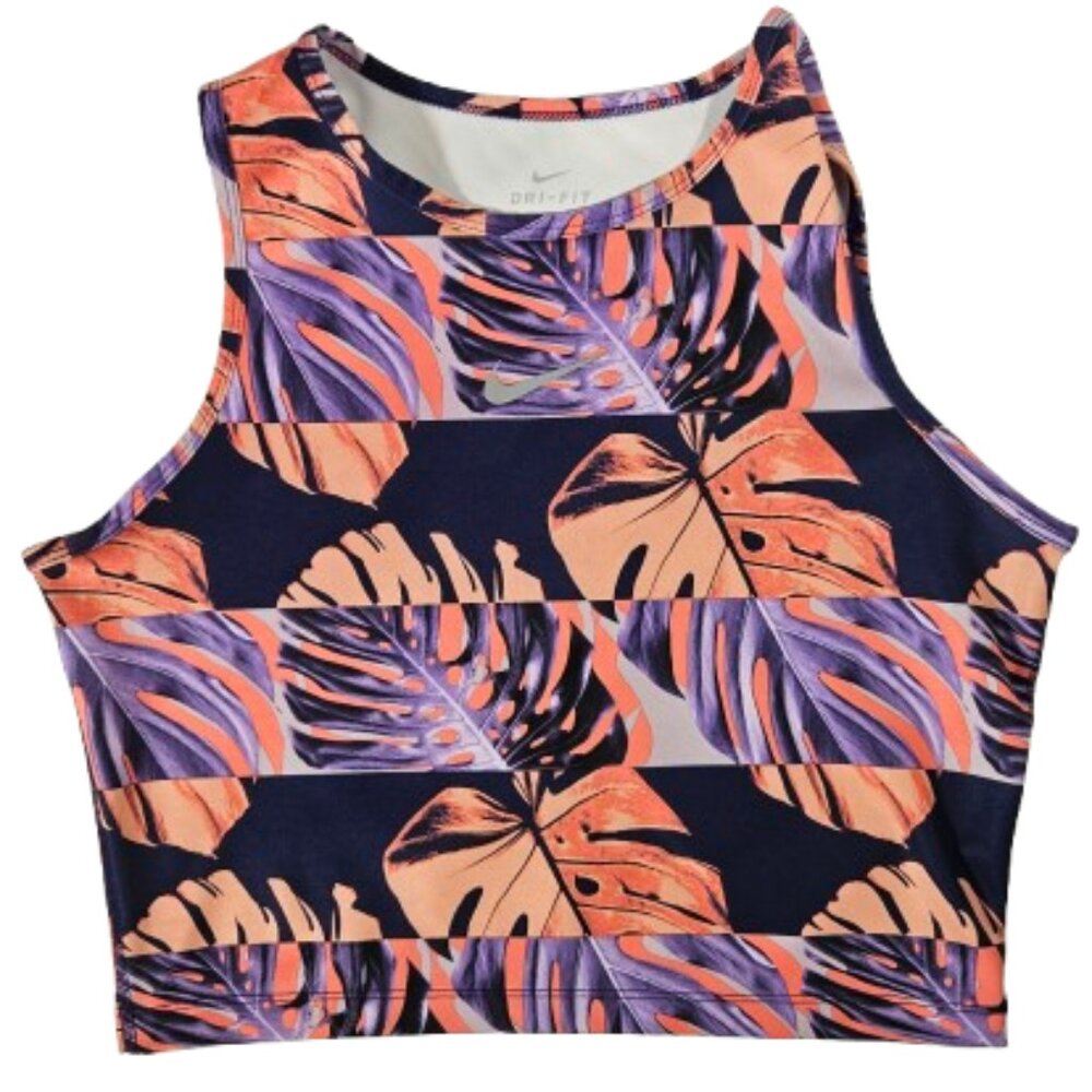 Nike Dri-fit Leaf Pattern Botanical Fast Runway Crop Tank Top Women Size Medium